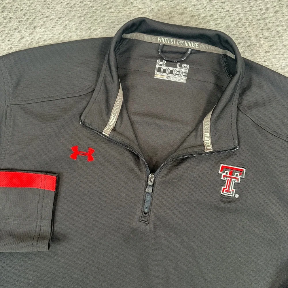 Texas Tech Red Raiders Under Armour 1/4 Zip Pullover Men Large Black Performance